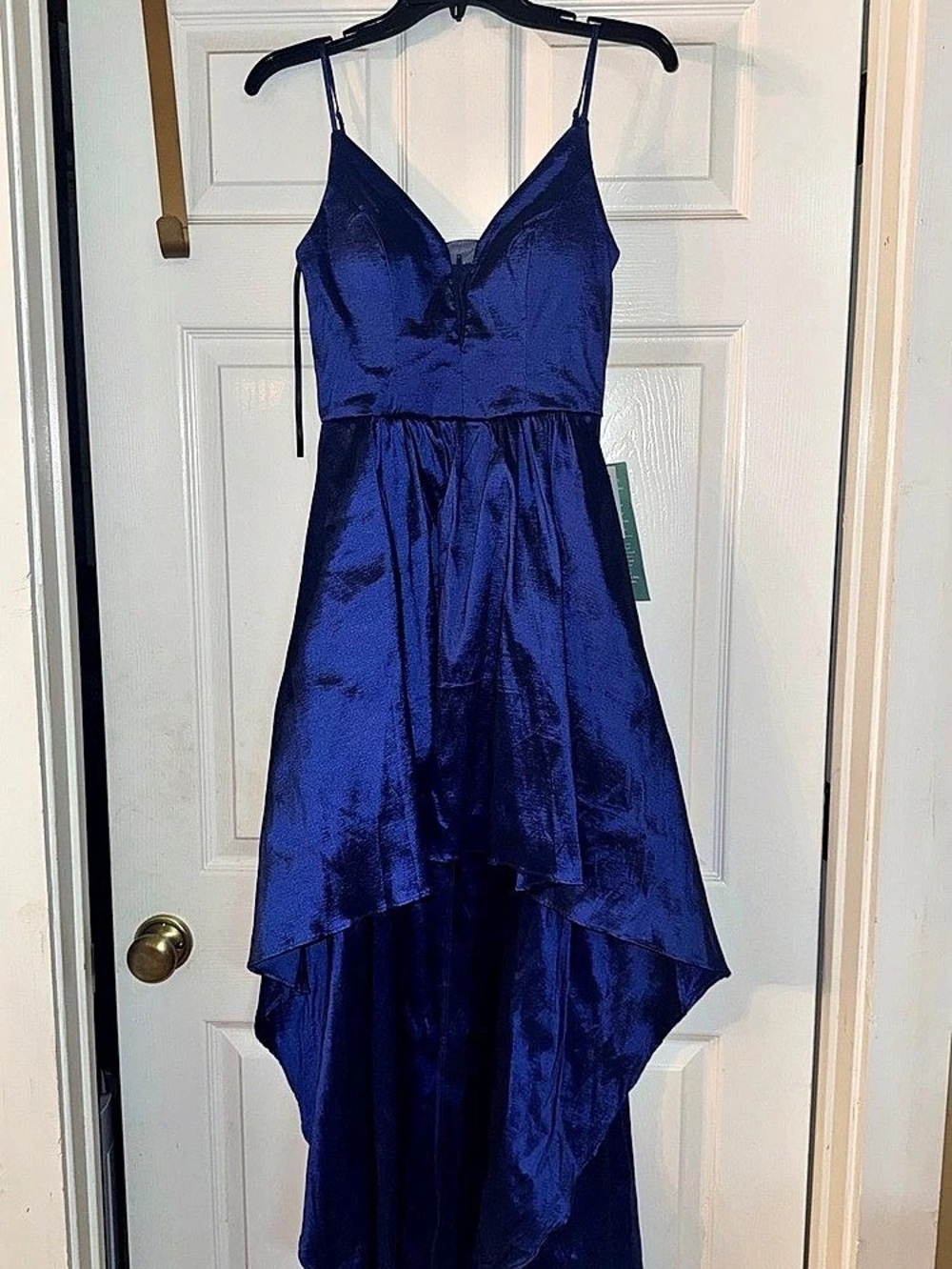 B. Smart High-Low Satin Dress in Blue Size 9 NWT